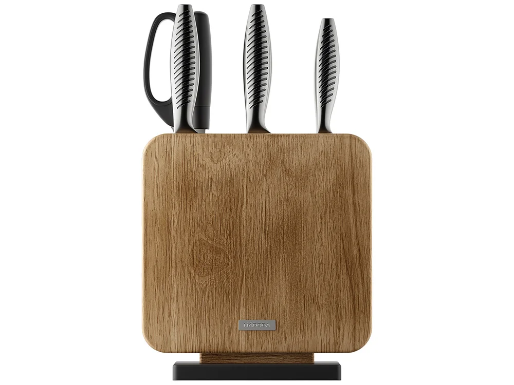 Набор из 5 кухонных ножей, ножниц и блока для ножей «VERA», стальной - фото 2