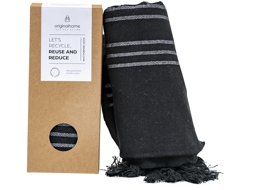 Плед 3-в-1 из переработанного хлопка черный - фото 3