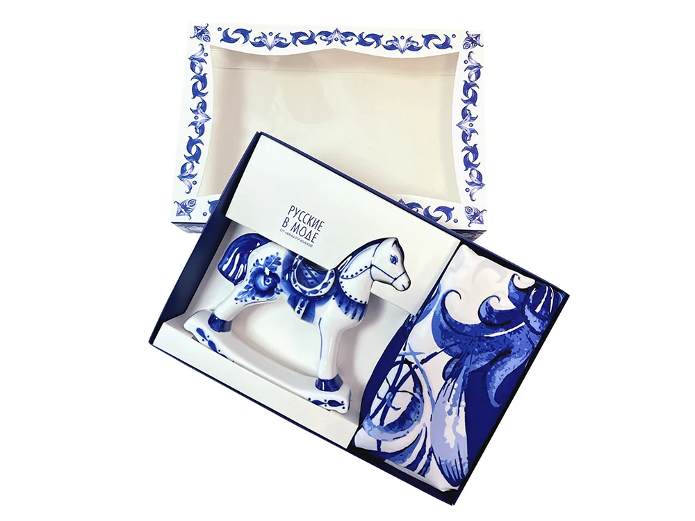Подарочный набор Гжель синий - фото 2