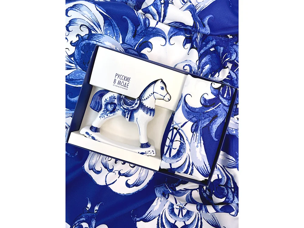 Подарочный набор Гжель синий - фото 3