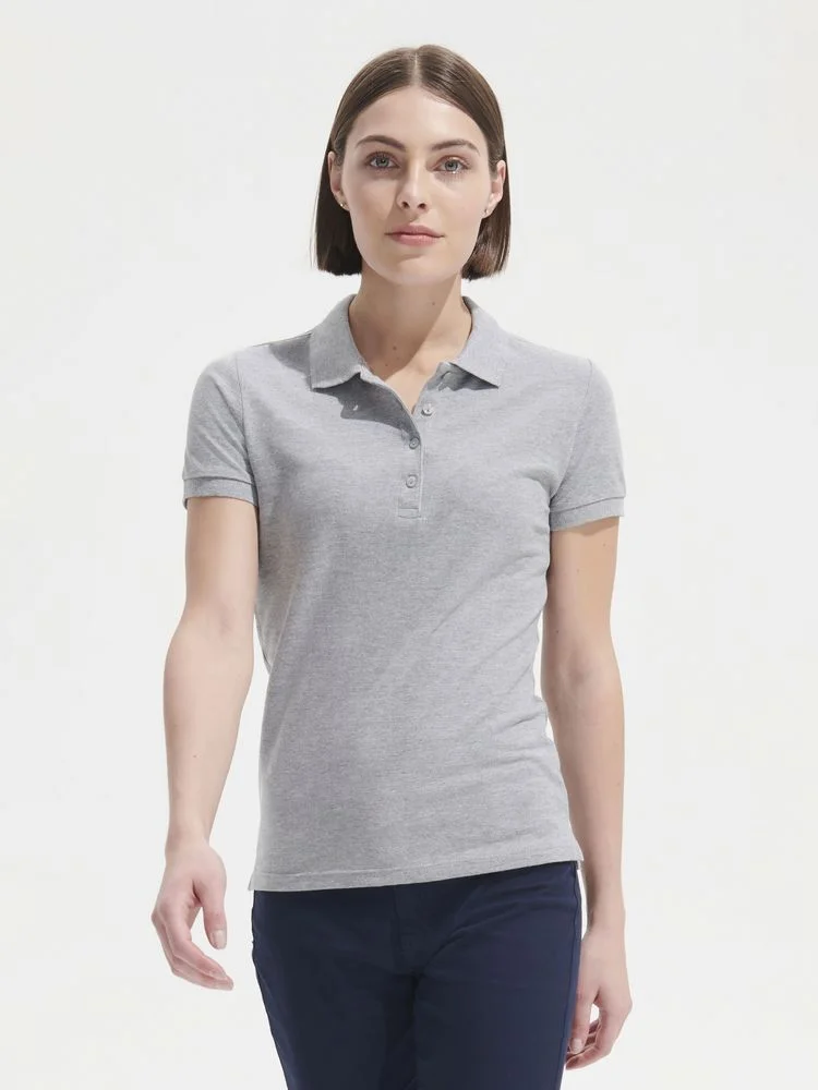Рубашка поло женская People 210, серый меланж - фото 4