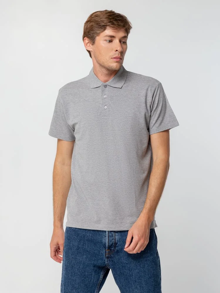 Рубашка поло мужская Spring 210, серый меланж - фото 5