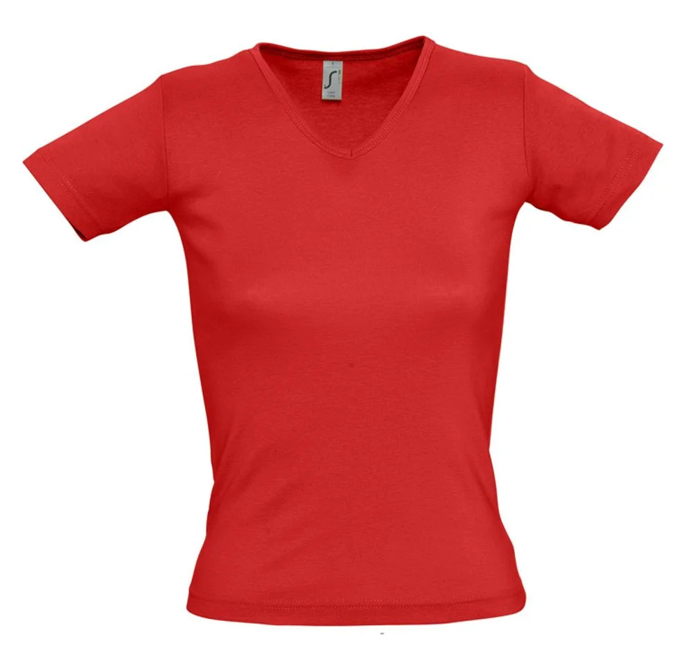 Футболка женская Lady 220 с V-обр. вырезом красная размер S