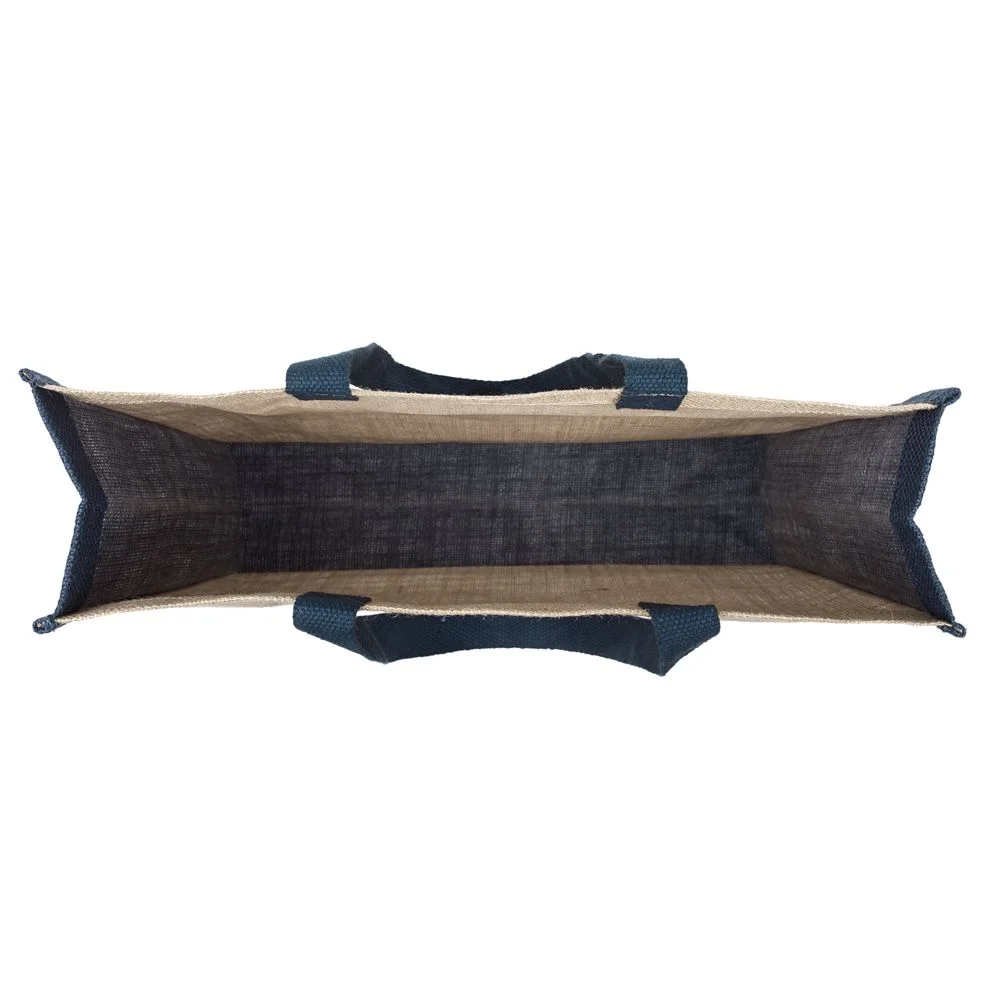 Холщовая сумка для покупок Bagari с синей отделкой неокрашенный - фото 4