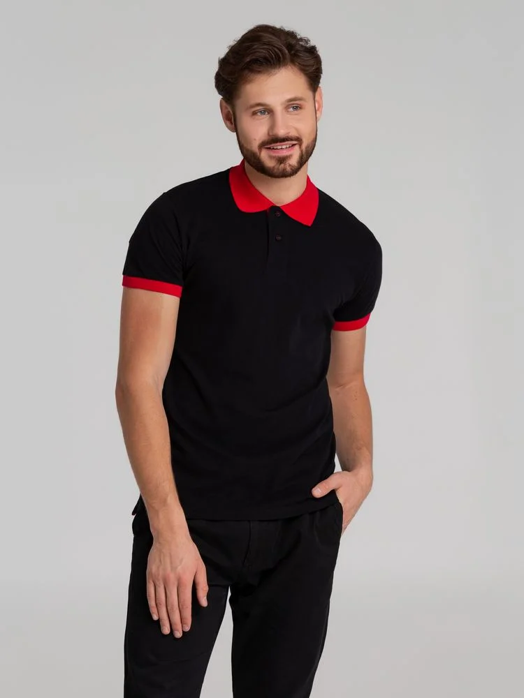 Рубашка поло Prince 190 черная с красным - фото 4
