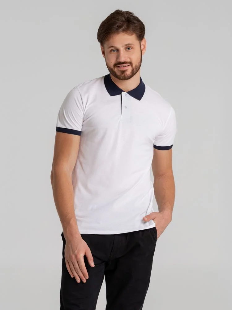 Рубашка поло Prince 190 белая с темно-синим - фото 4