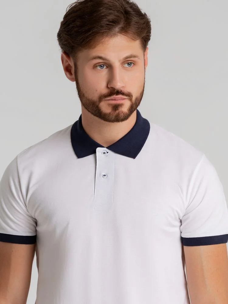 Рубашка поло Prince 190 белая с темно-синим - фото 5