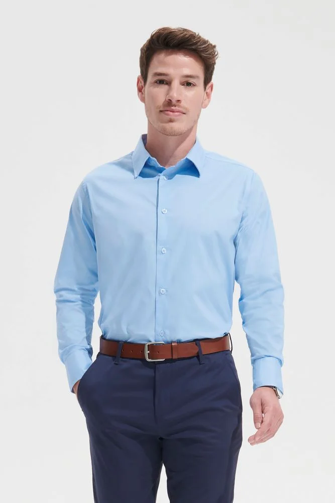 Рубашка мужская с длинным рукавом Brighton голубая - фото 4