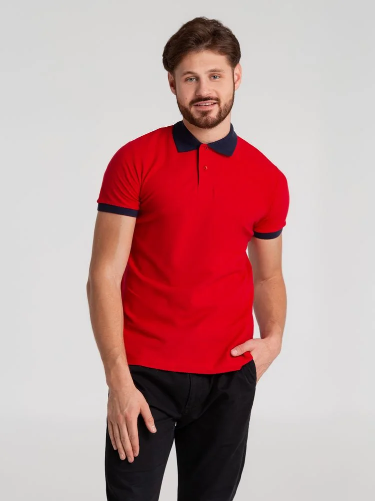 Рубашка поло Prince 190 красная с темно-синим - фото 4