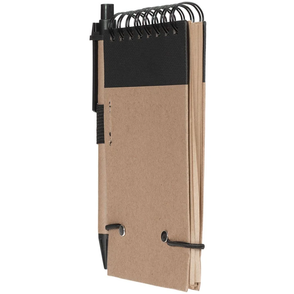 Блокнот на кольцах Eco Note с ручкой черный - фото 3