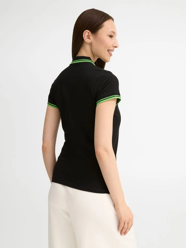 Рубашка поло женская Pasadena Women 200 с контрастной отделкой черная с зеленым - фото 7
