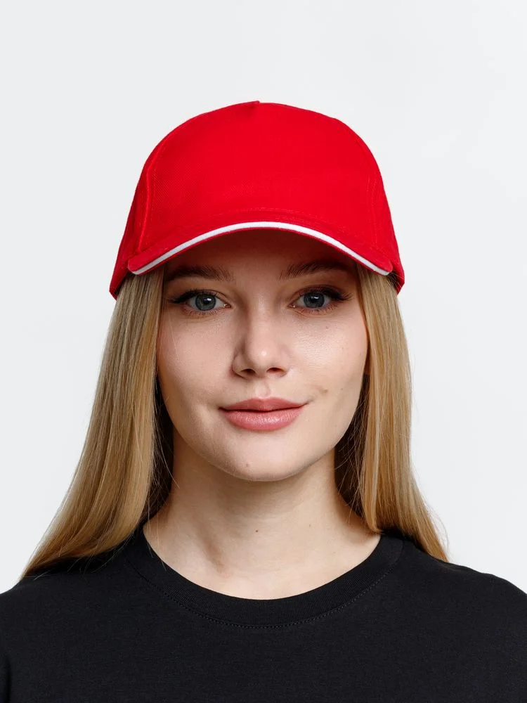 Бейсболка Long Beach, красная с белым - фото 6