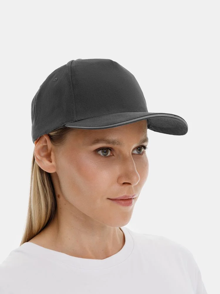 Бейсболка Long Beach, темно-серая со светло-серым - фото 6