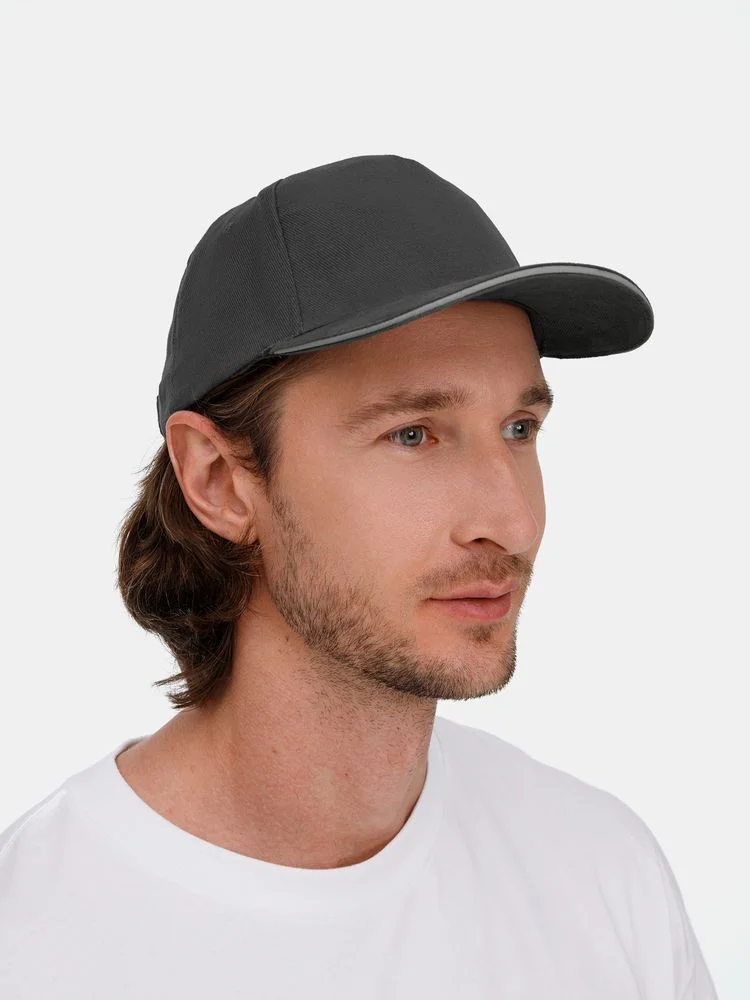 Бейсболка Long Beach, темно-серая со светло-серым - фото 8