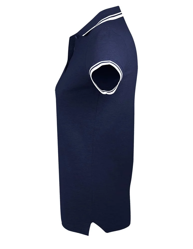 Рубашка поло женская Pasadena Women 200 с контрастной отделкой темно-синяя с белым - фото 2