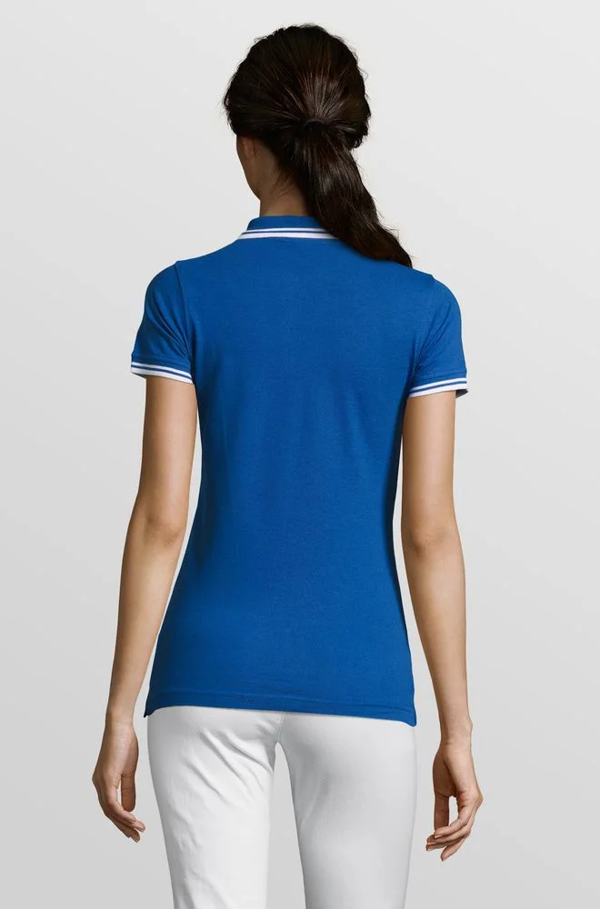 Рубашка поло женская Pasadena Women 200 с контрастной отделкой ярко-синяя с белым - фото 10