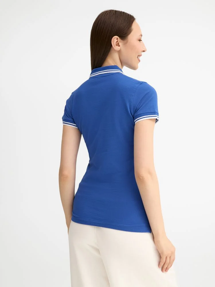 Рубашка поло женская Pasadena Women 200 с контрастной отделкой ярко-синяя с белым - фото 7