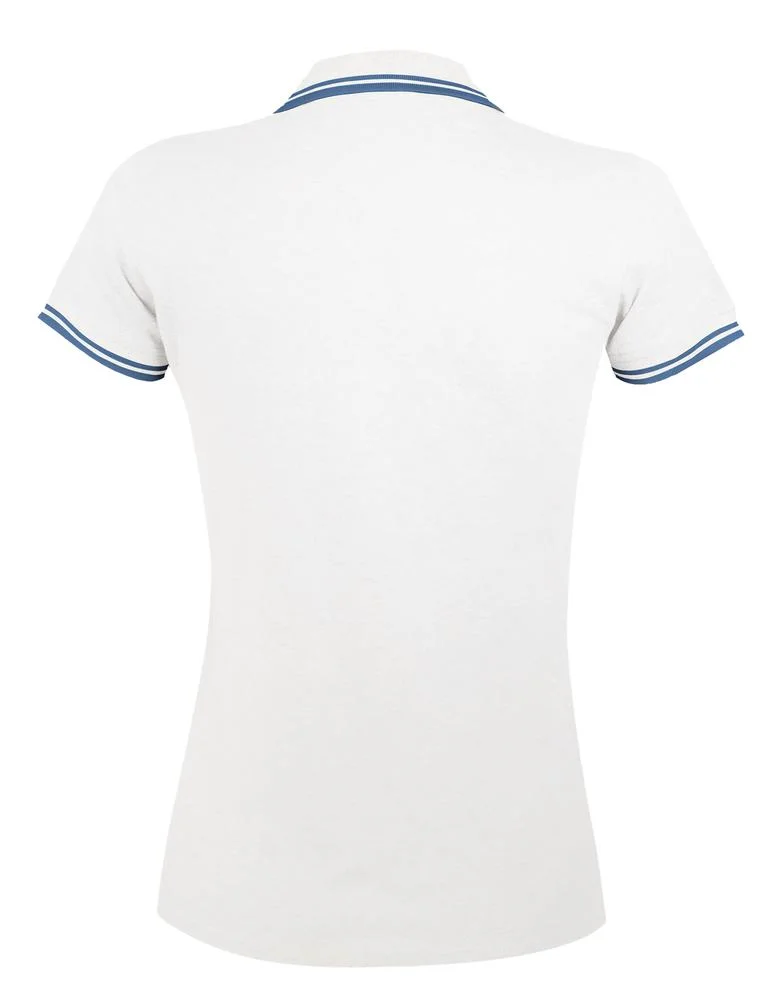 Рубашка поло женская Pasadena Women 200 с контрастной отделкой белая с голубым - фото 2