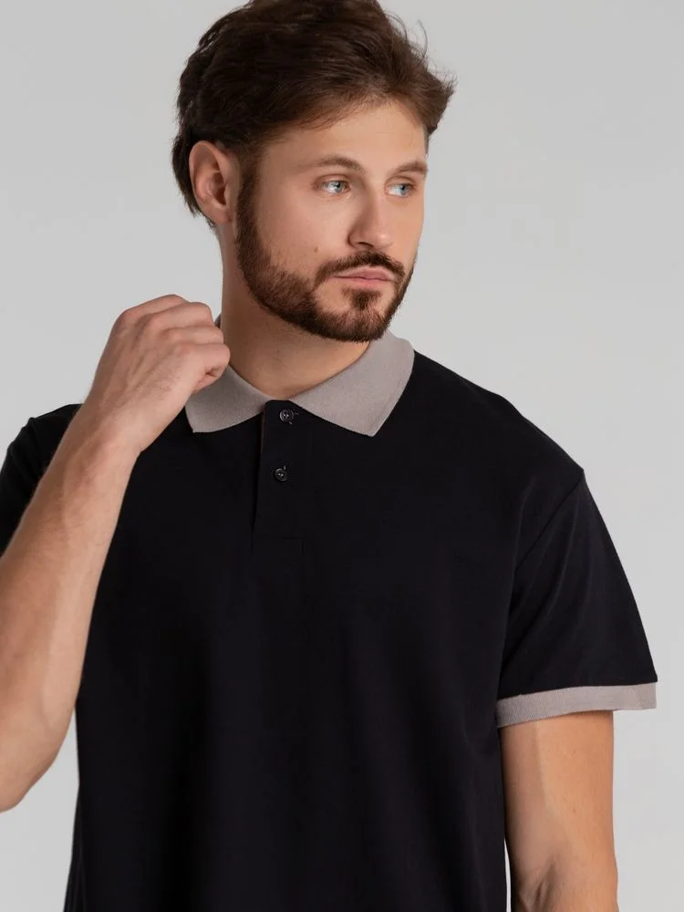 Рубашка поло Prince 190 черная с серым - фото 5