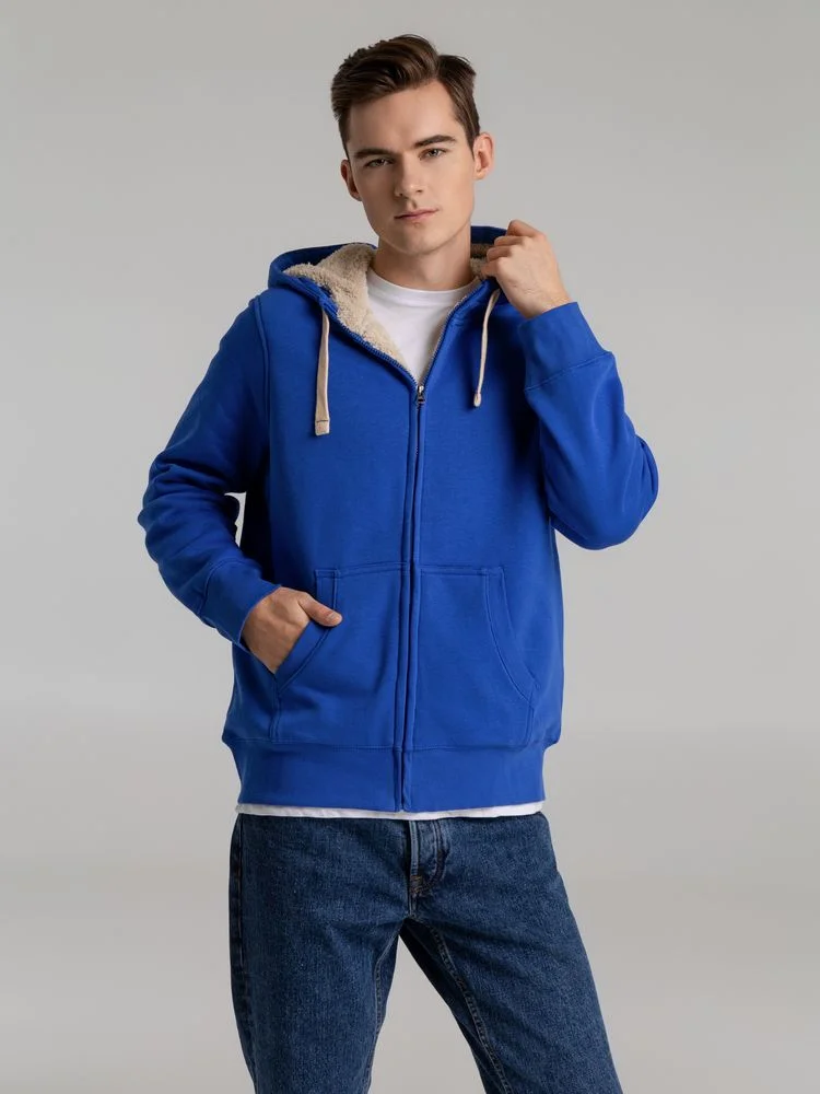 Толстовка унисекс на молнии Sherpa 280, ярко-синяя - фото 5