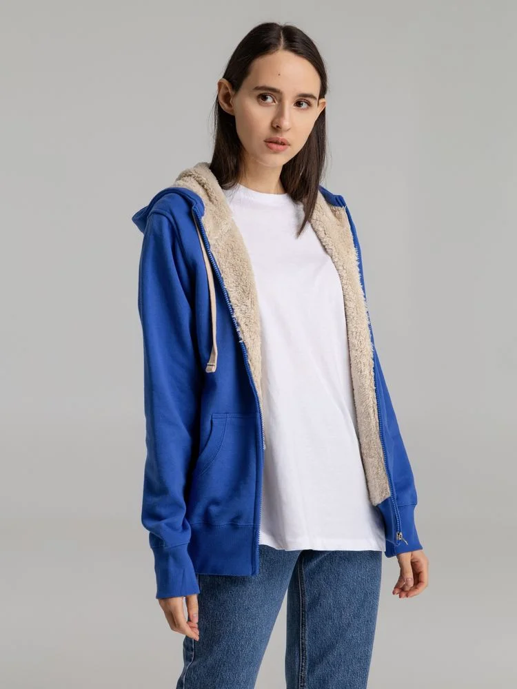 Толстовка унисекс на молнии Sherpa 280, ярко-синяя - фото 9