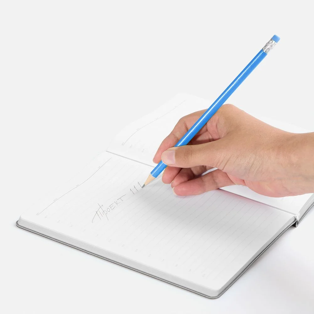 Карандаш простой Triangle с ластиком синий - фото 2