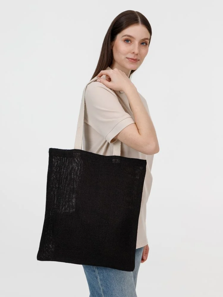 Холщовая сумка на плечо Juhu черная - фото 6