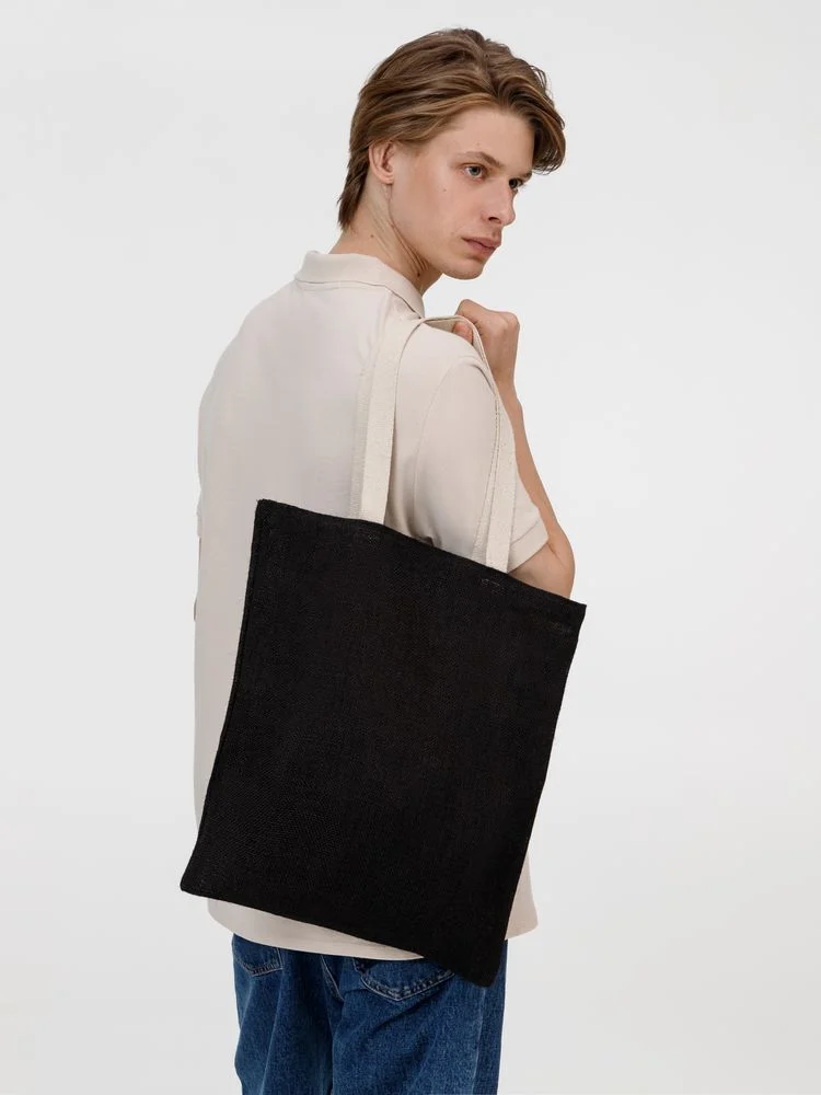 Холщовая сумка на плечо Juhu черная - фото 7