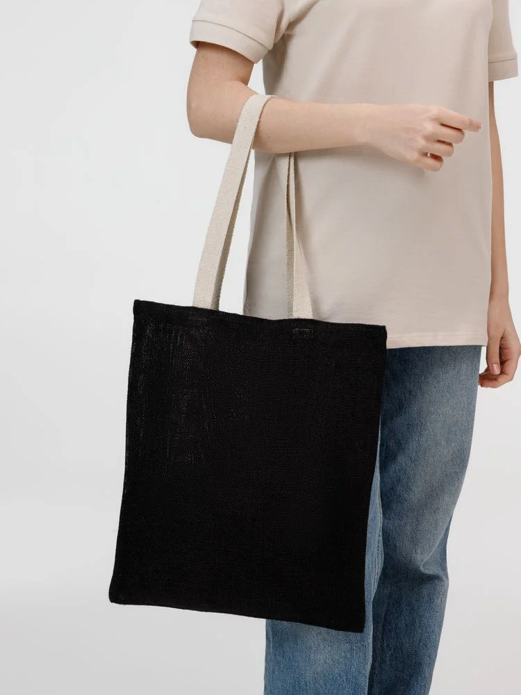 Холщовая сумка на плечо Juhu черная - фото 8