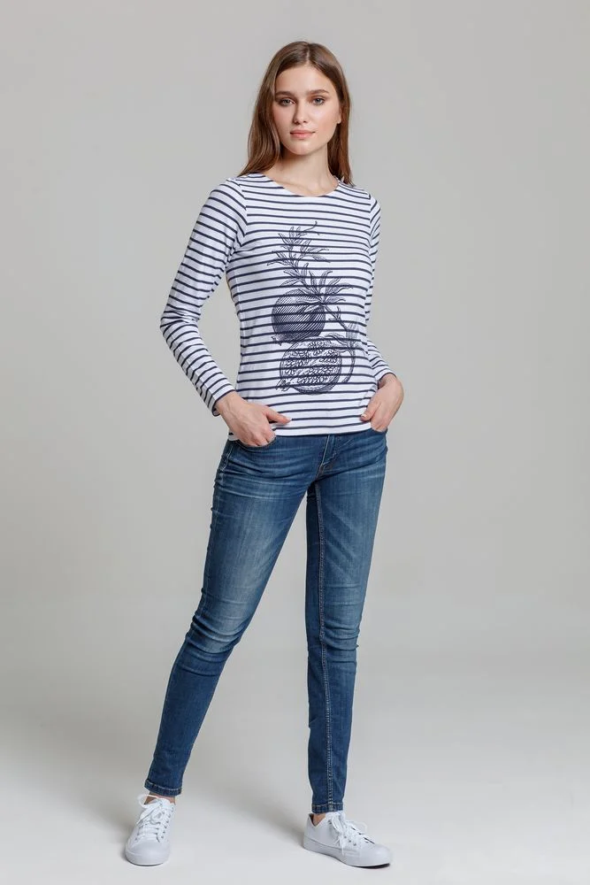 Футболка женская Grand Granat белая с синим - фото 5