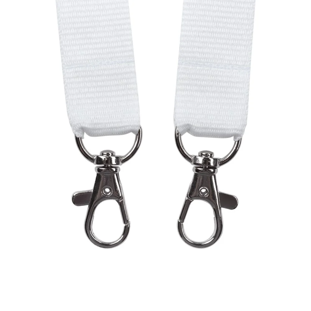 Лента для бейджа с 2 карабинами Carabine Duo белая - фото 3