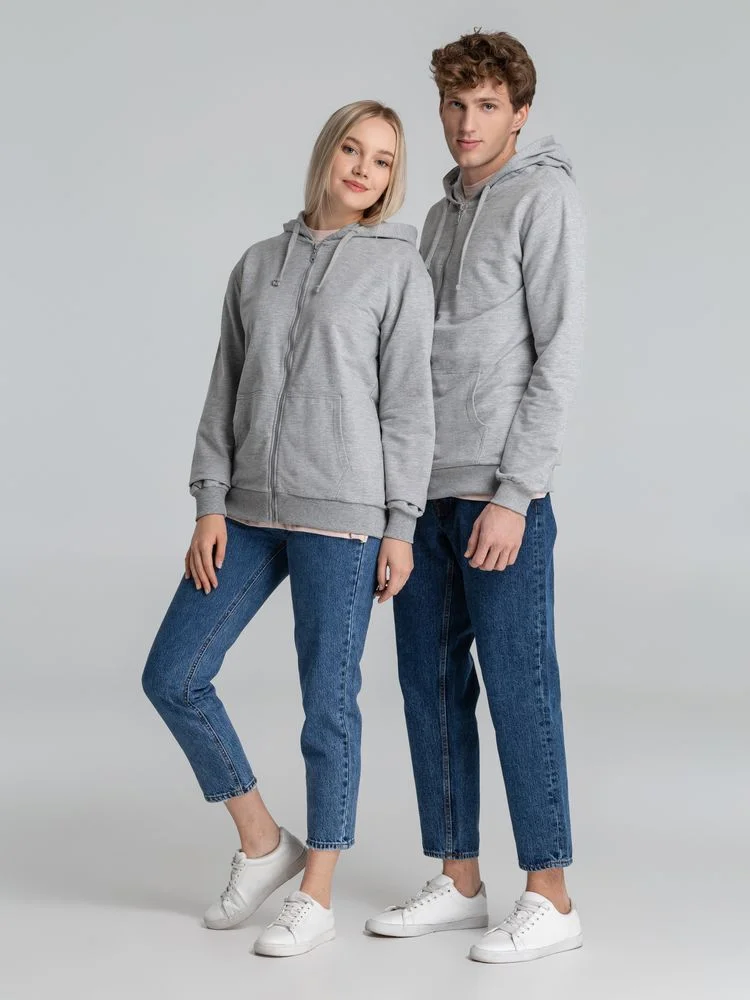 Толстовка на молнии с капюшоном Unit Siverga серый меланж - фото 11