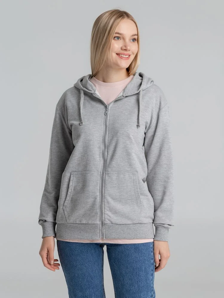 Толстовка на молнии с капюшоном Unit Siverga серый меланж - фото 5