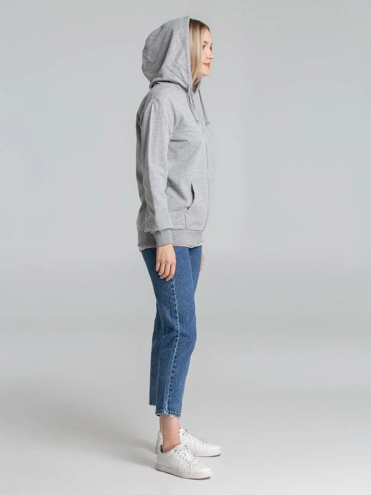 Толстовка на молнии с капюшоном Unit Siverga серый меланж - фото 7