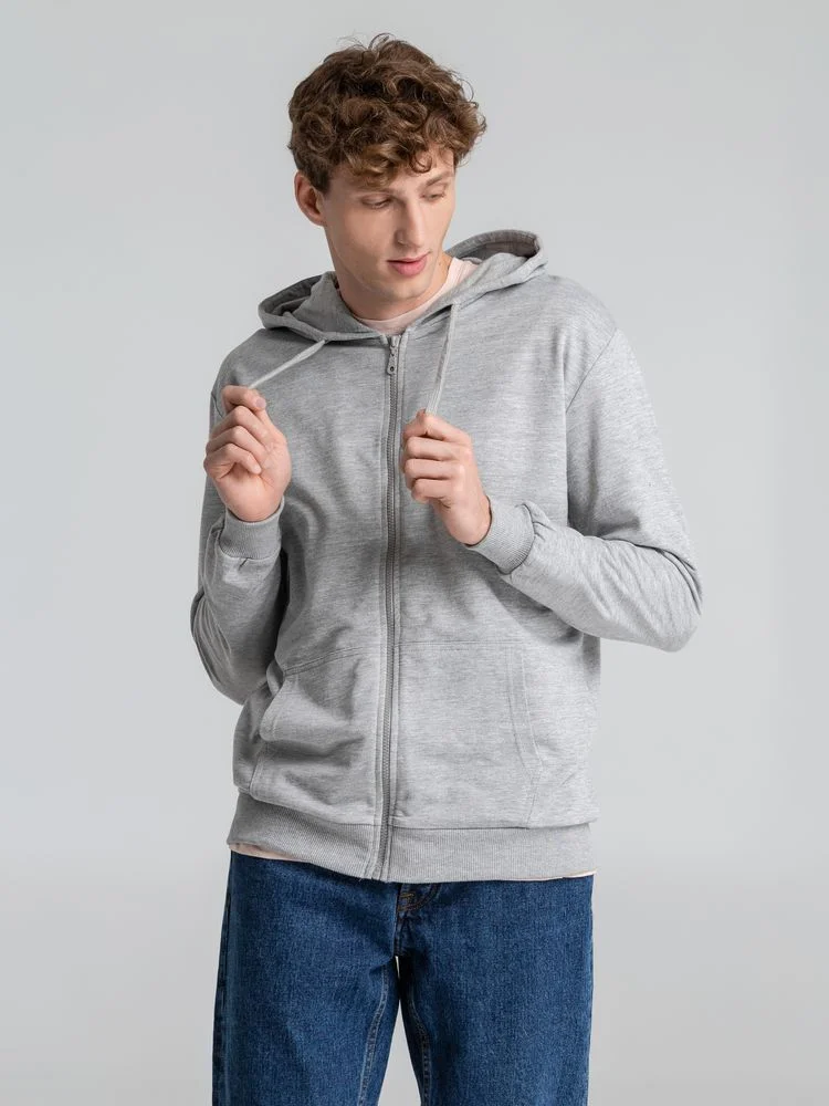 Толстовка на молнии с капюшоном Unit Siverga серый меланж - фото 8