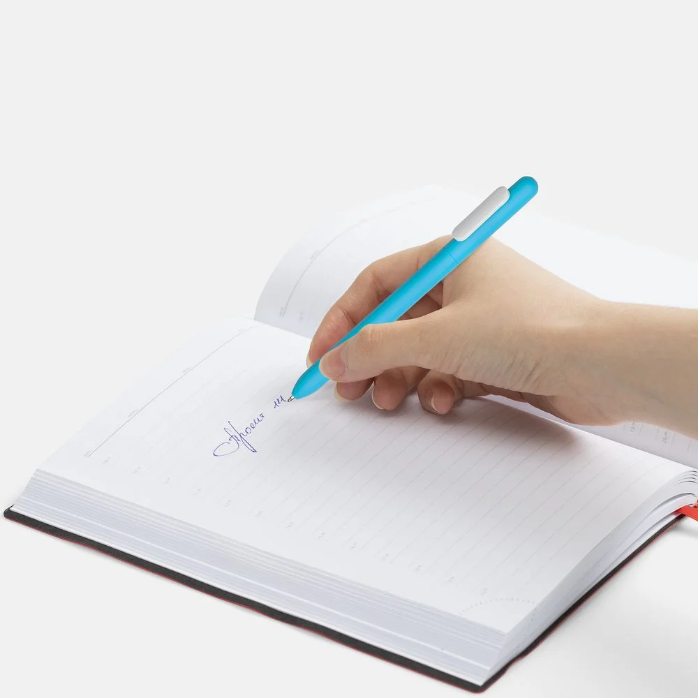 Ручка шариковая Swiper Soft Touch голубая с белым - фото 4