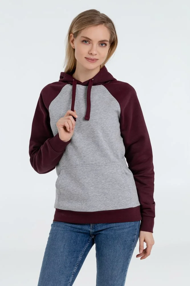 Толстовка унисекс Seattle серый меланж с бордовым - фото 6