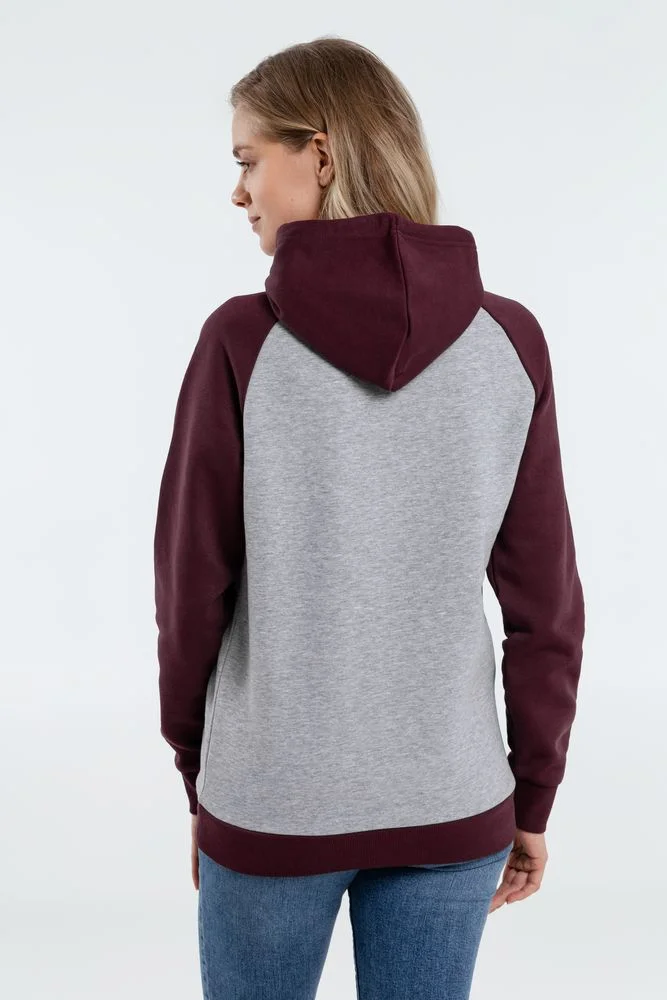 Толстовка унисекс Seattle серый меланж с бордовым - фото 7