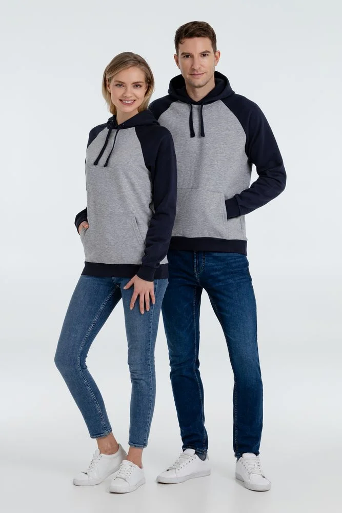 Толстовка унисекс Seattle серый меланж с темно-синим - фото 9