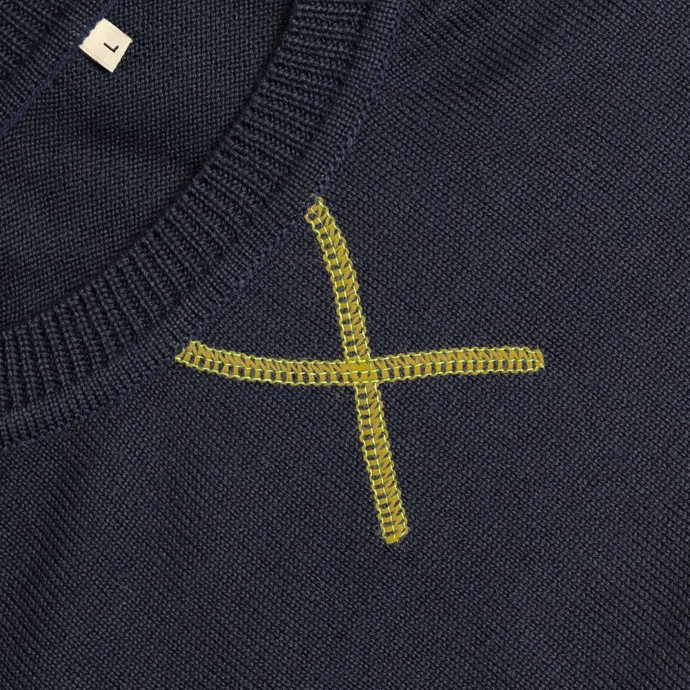 Джемпер Stitch с контрастной отделкой синий с зеленым - фото 3