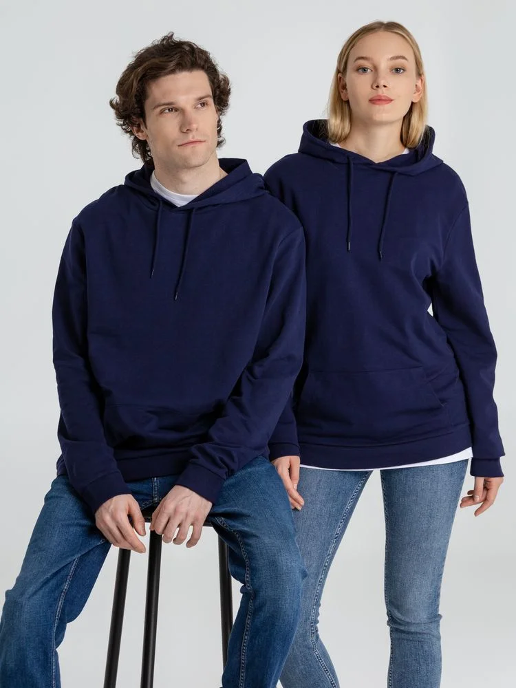 Толстовка с капюшоном унисекс Hoodie темно-синяя - фото 16
