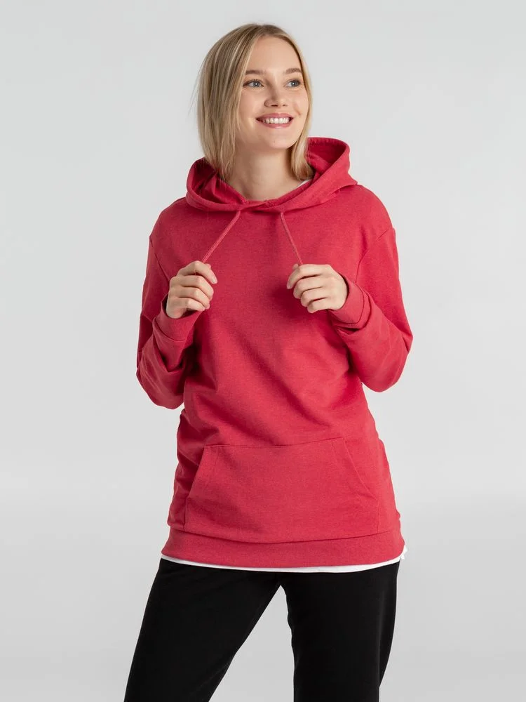 Толстовка с капюшоном унисекс Hoodie красный меланж - фото 11