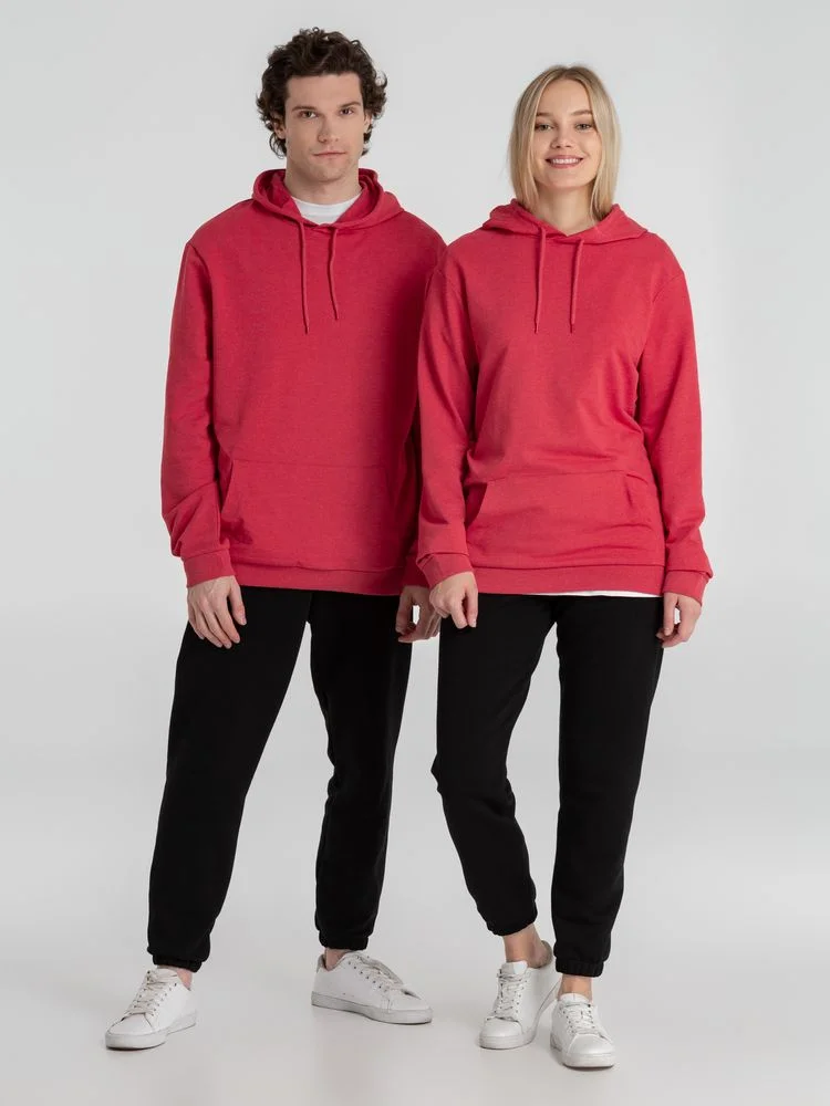 Толстовка с капюшоном унисекс Hoodie красный меланж - фото 17