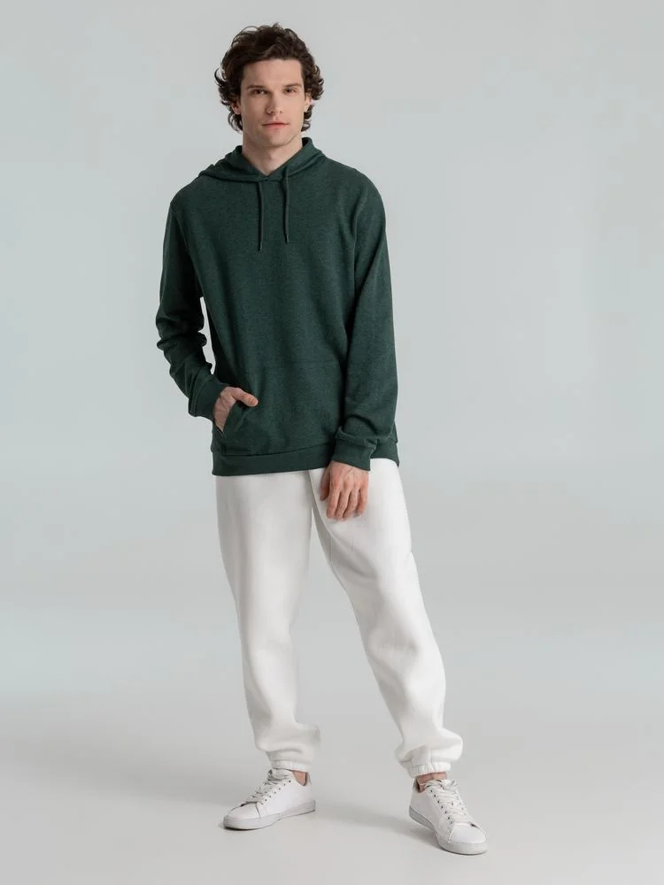 Толстовка с капюшоном унисекс Hoodie темно-зеленый меланж - фото 11