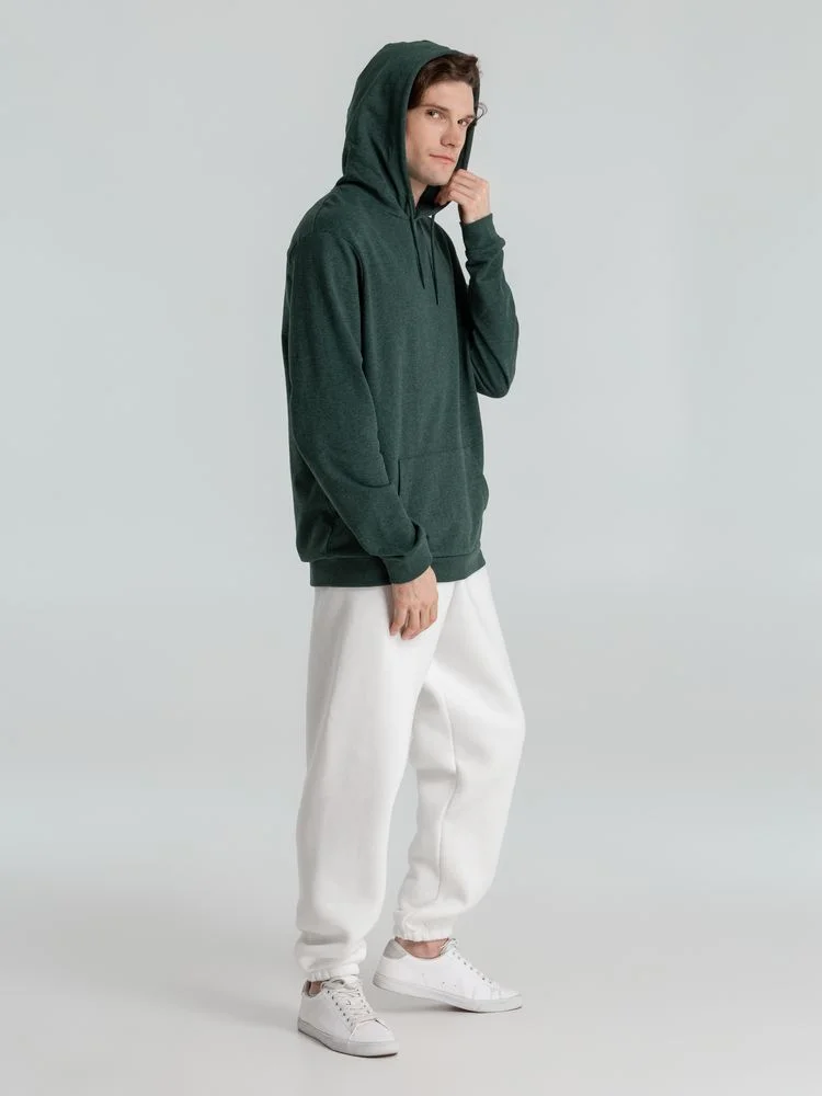 Толстовка с капюшоном унисекс Hoodie темно-зеленый меланж - фото 12
