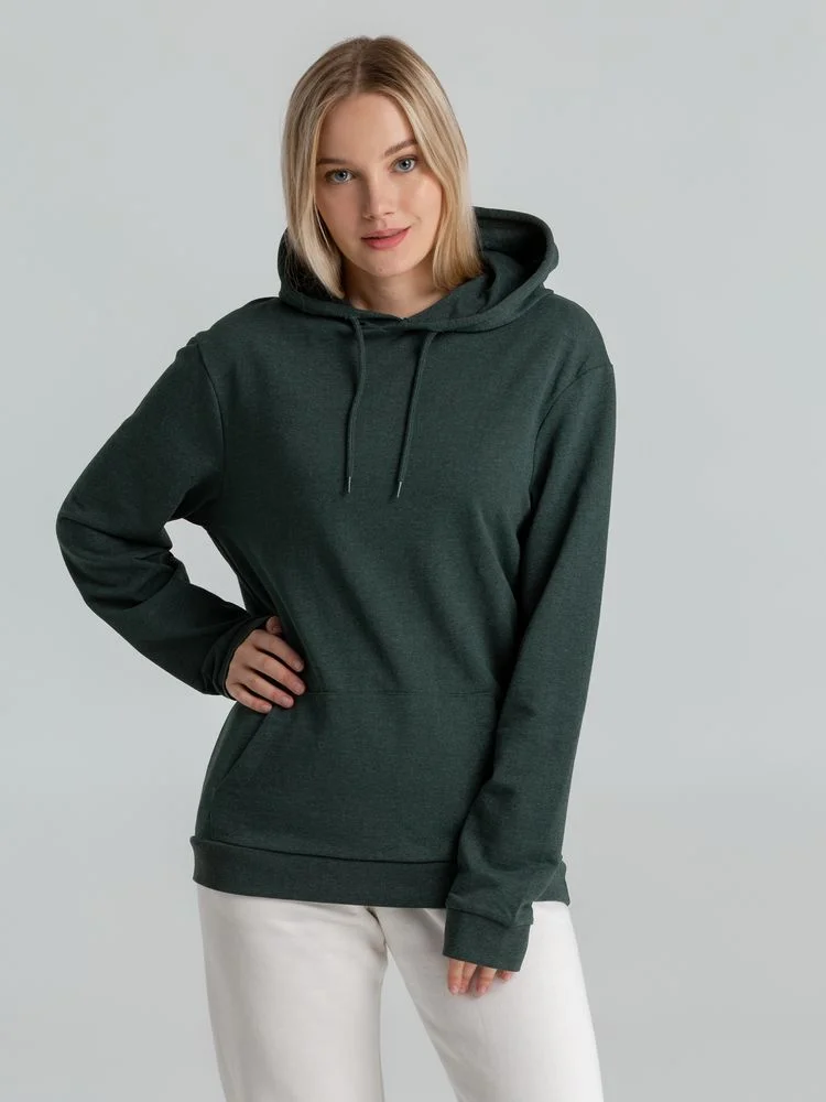 Толстовка с капюшоном унисекс Hoodie темно-зеленый меланж - фото 6