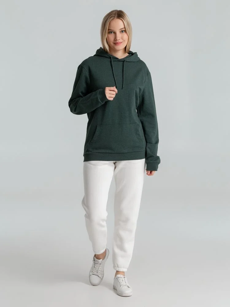Толстовка с капюшоном унисекс Hoodie темно-зеленый меланж - фото 7