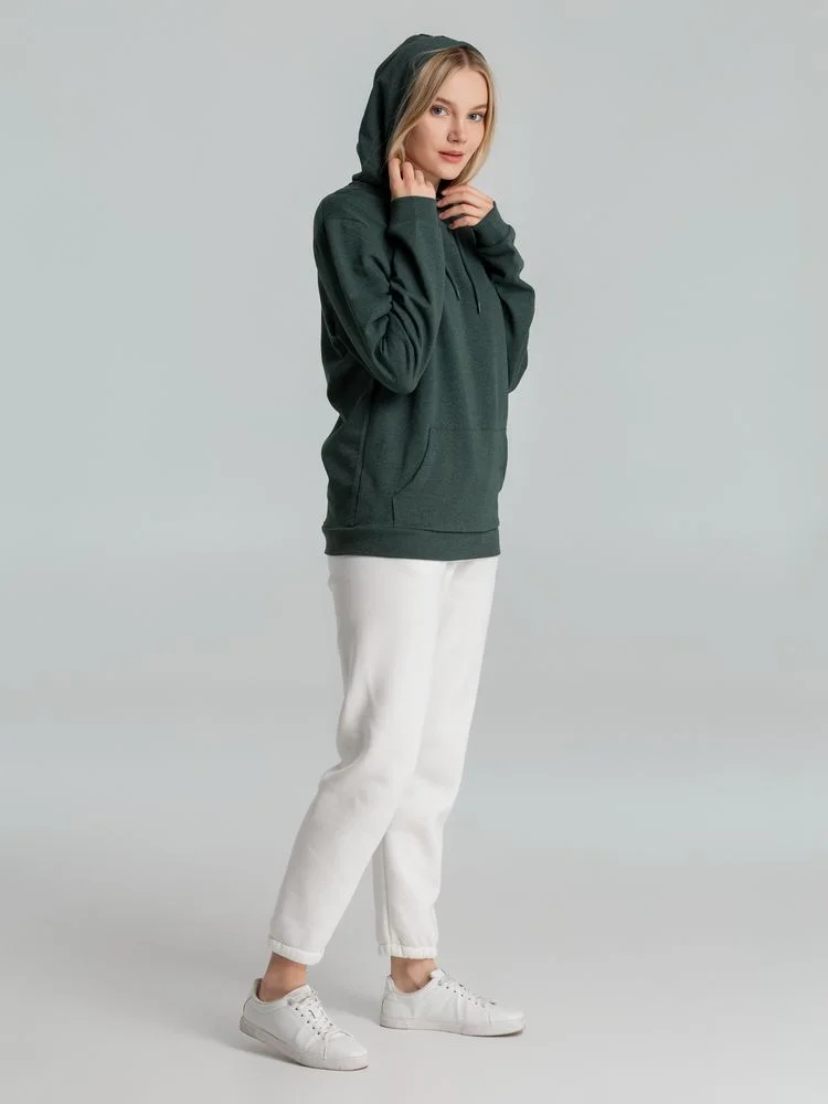 Толстовка с капюшоном унисекс Hoodie темно-зеленый меланж - фото 8