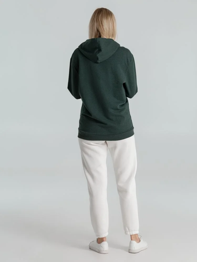 Толстовка с капюшоном унисекс Hoodie темно-зеленый меланж - фото 9