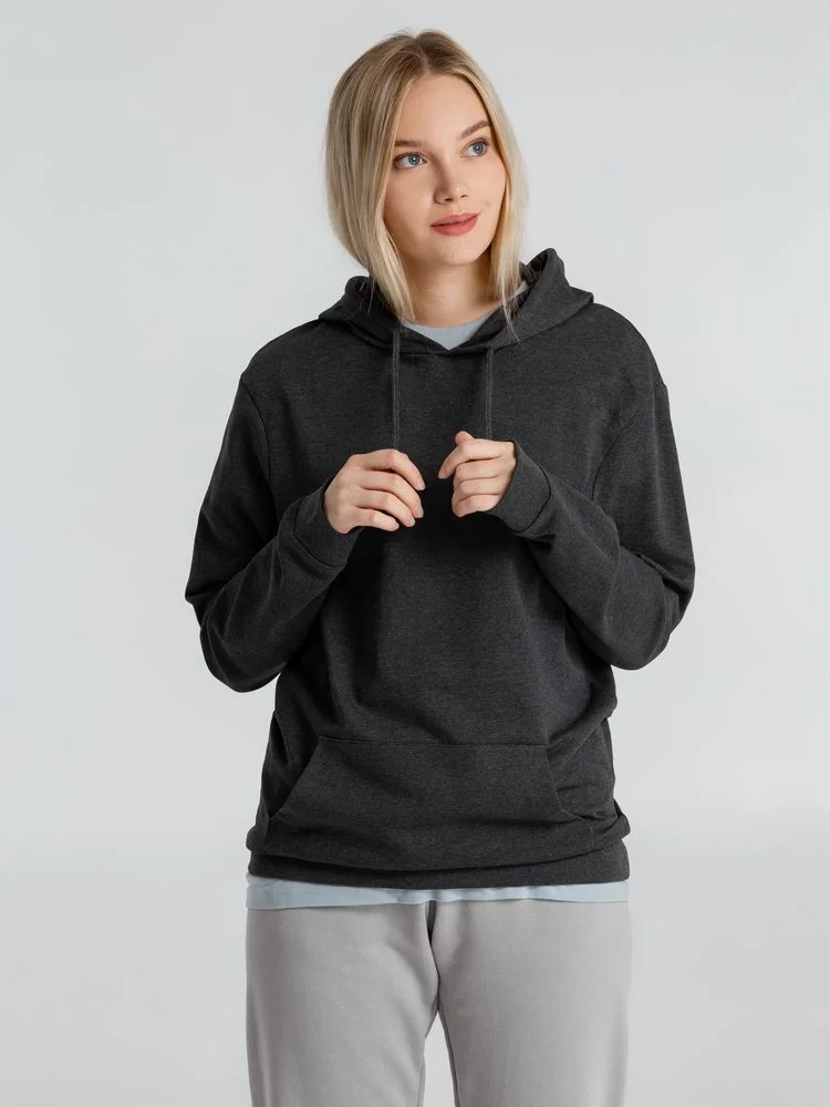 Толстовка с капюшоном унисекс Hoodie серый меланж антрацит антрацит серый меланж - фото 12